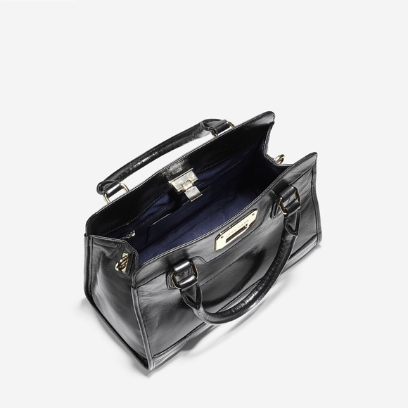 Cole Haan Carrington black leather small tote with brass look hardware - Picture 2 of 4